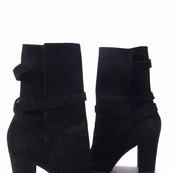Theory  Mitiu Suede Jodhpur Boot Buckle Boot Booties Sz 37.5 Black - Picture 5 of 8
